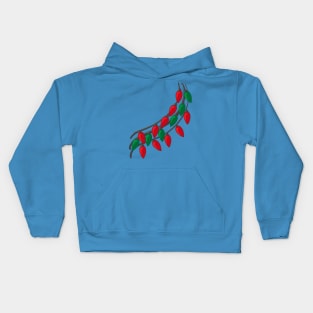 Triple String of Red and Green Holiday Lights Kids Hoodie